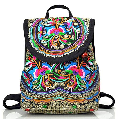 Goodhan Floral Embroidered Backpack Purse for Women Small Travel Handbag Shoulder Bag